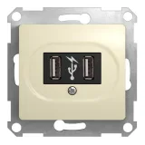 Schneider Electric GSL000232, розетка 2xUSB Glossa, бежевый
