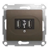 Schneider Electric GSL000832 USB-розетка Glossa, шоколад
