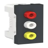 Schneider Electric NU343154 Unica Modular — розетка 3 RCA, 2 модуля, антрацит