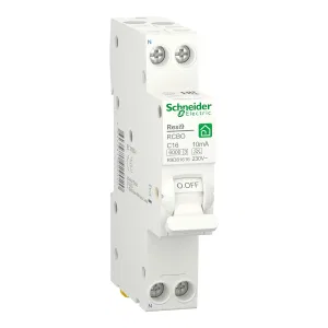 R9D81616 Автоматический выключатель дифференциального тока (АВДТ) Schneider Electric Resi9, 16A, 10mA, тип A, кривая отключения C, 2 полюса, 6kA, электро-механического типа, ширина 1 модуль DIN (ШНАЙДЕР) R9D81616 Автоматический выключатель дифференциального тока (АВДТ) Schneider Electric Resi9, 16A, 10mA, тип A, кривая отключения C, 2 полюса, 6kA, электро-механического типа, ширина 1 модуль DIN (ШНАЙДЕР)