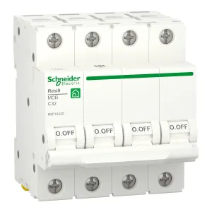 R9F12432 Автоматический выключатель Schneider Electric Resi9, 4 полюса, 32A, тип C, 6kA (ШНАЙДЕР) R9F12432 Автоматический выключатель Schneider Electric Resi9, 4 полюса, 32A, тип C, 6kA (ШНАЙДЕР)